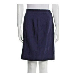 Celine Wool Skirt US 10 Blue Zip Closure Slim Fit Designer Classic